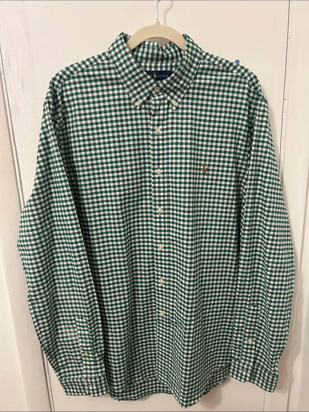 Ralph Lauren Green & White Gingham Button-Down Shirt